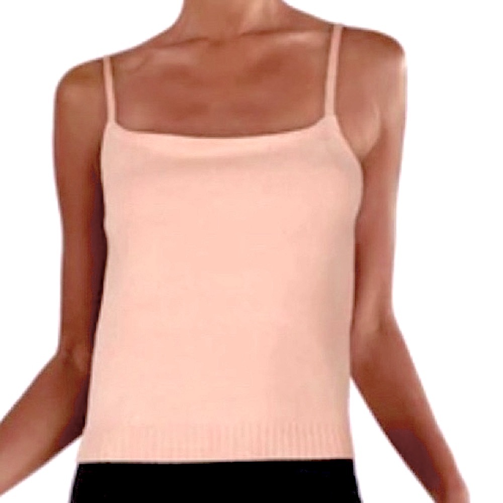 Line & Dot Knit Crop Knit Sweater Tank Top/Peachy Blush Pink Size Large